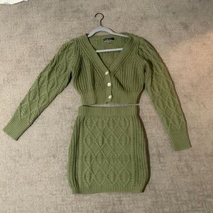 Crop sweater and skirt set